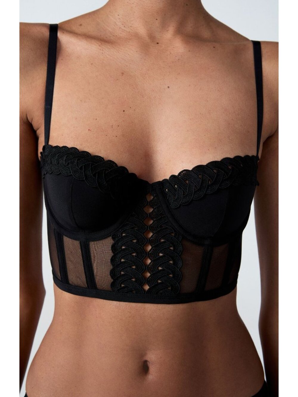 🆕ETAM Obsession Underwire Bustier Bra 34C Black - Picture 4 of 11